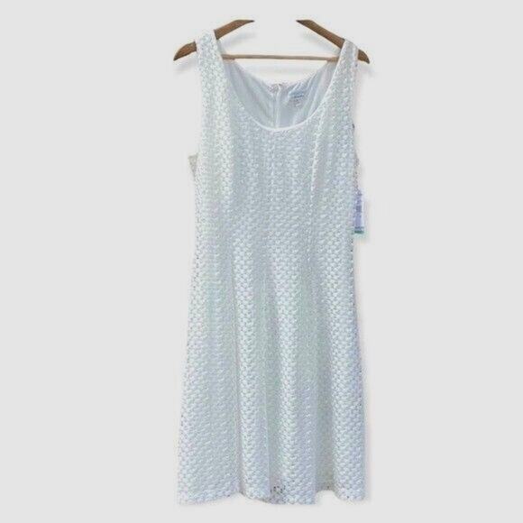 Signature by Robbie Bee NWT 16 Plus Size White Crochet Lace Midi Dress - Picture 1 of 8